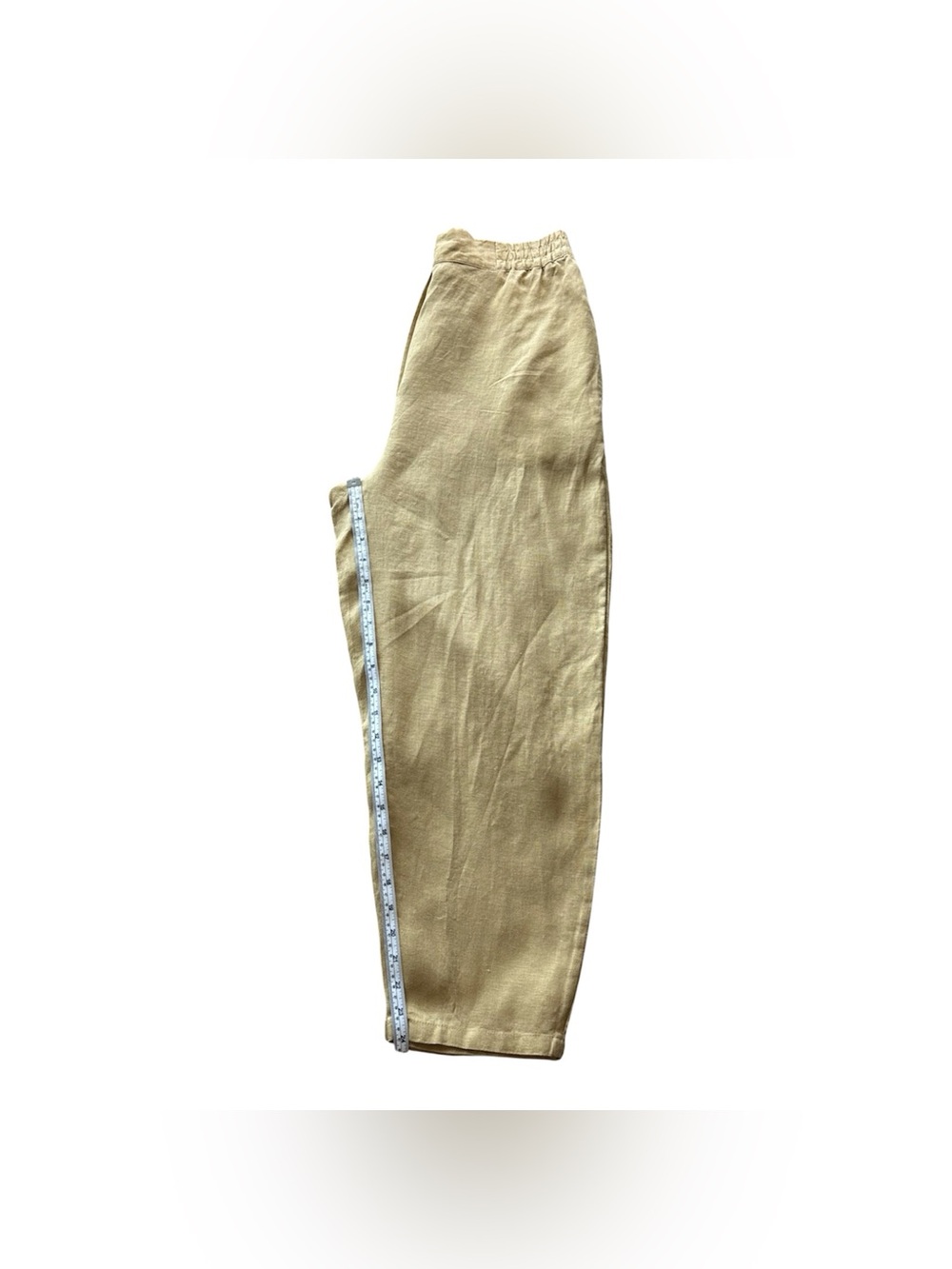 Zara 100% Linen Pull-On Pants Size M Camel Tan Pockets - Picture 8 of 8